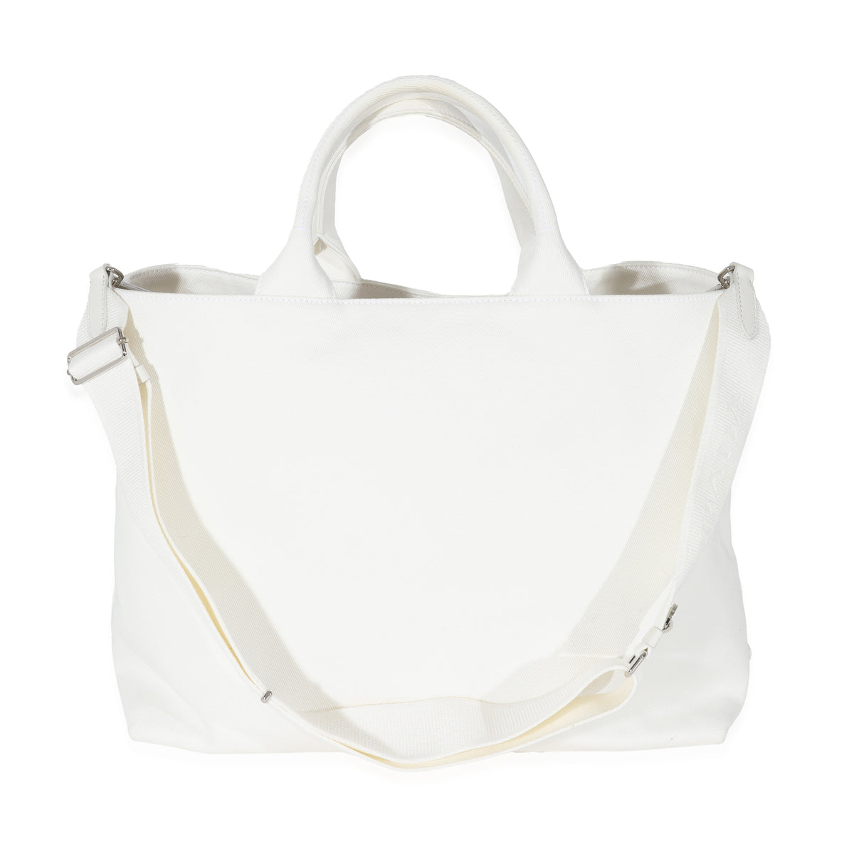 White Canvas Medium Embossed Drill Tote