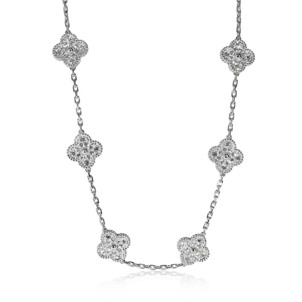Van Cleef Arpels Vintage Alhambra Diamond Necklace in 18k White