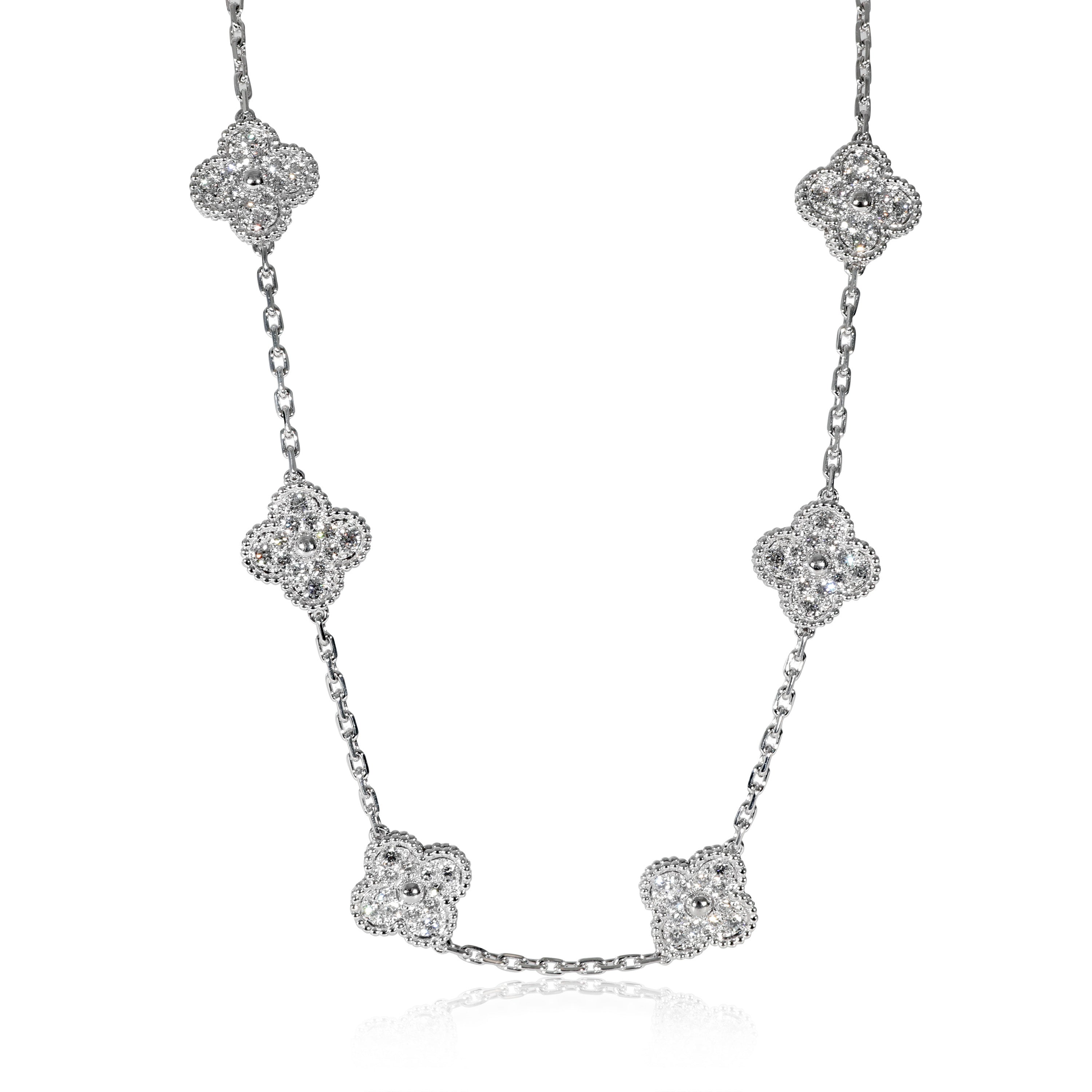 Van Cleef Arpels Vintage Alhambra Diamond Necklace in 18k White