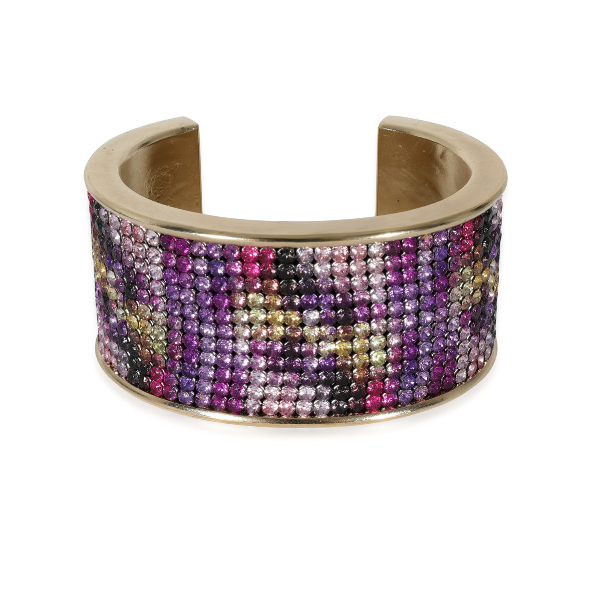 2015 Multi-Color Strass Wide Gold Plated Cuff Bracelet