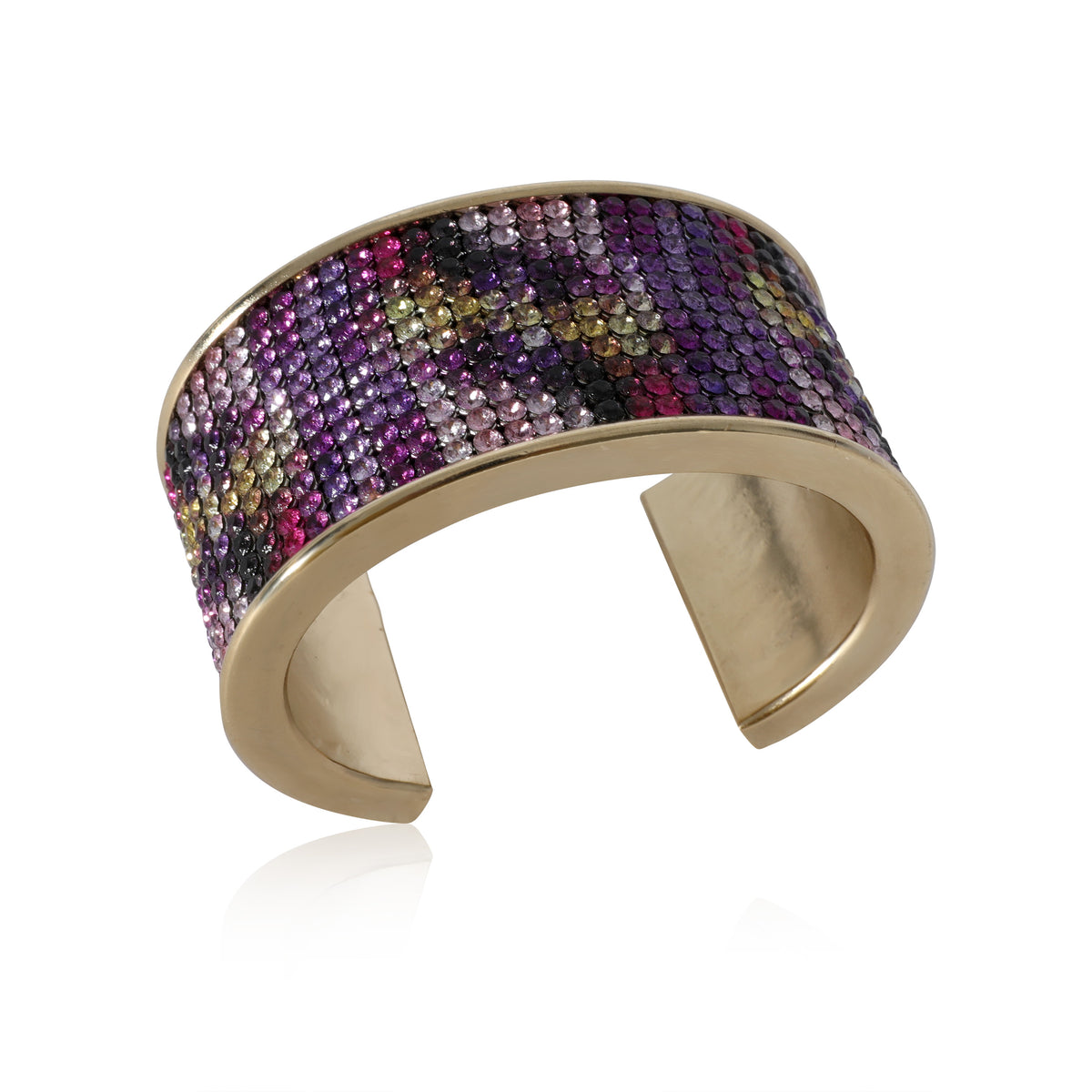 2015 Multi-Color Strass Wide Gold Plated Cuff Bracelet