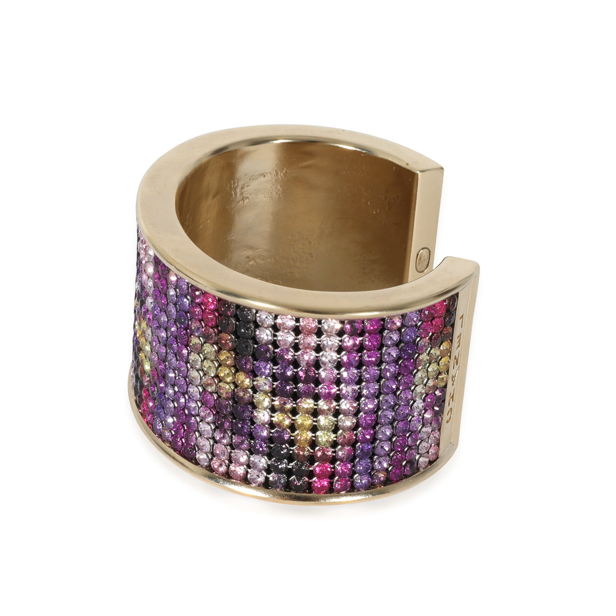 2015 Multi-Color Strass Wide Gold Plated Cuff Bracelet