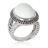 Cerise White Agate Diamond Ring in Sterling Silver White 0.5 CTW