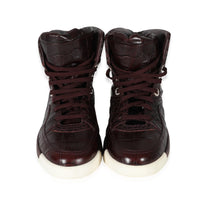 19A Burgundy Croc Embossed High Top Sneakers