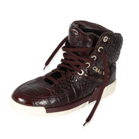 19A Burgundy Croc Embossed High Top Sneakers