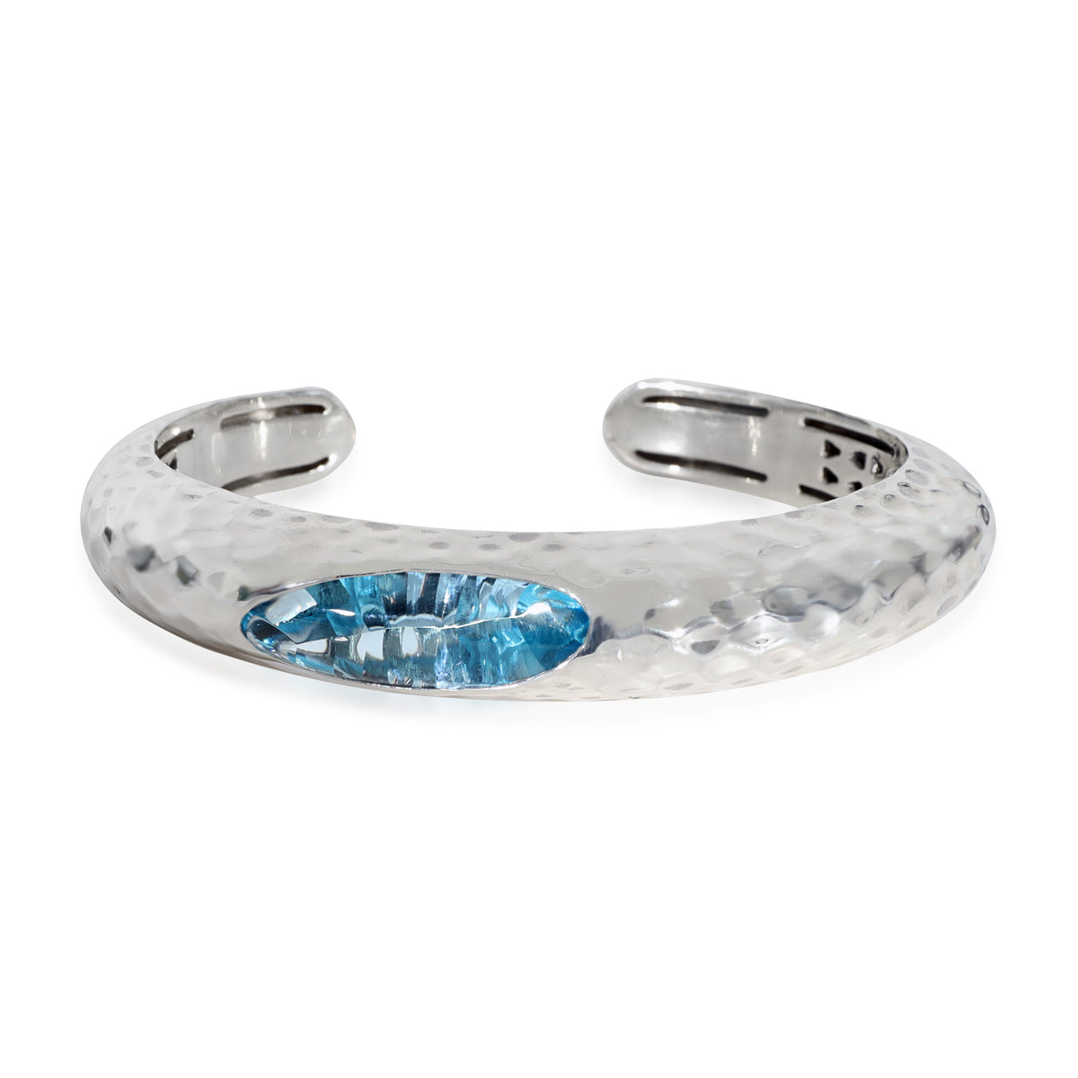 Roberto Coin Blue Topaz Hammered Cuff Bracelet in  Sterling Silver