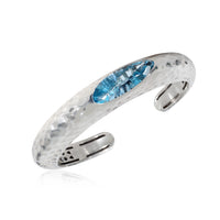 Roberto Coin Blue Topaz Hammered Cuff Bracelet in  Sterling Silver