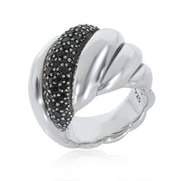 Hampton Cable Ring With Black Diamonds in Sterling Silver 0.84 CTW