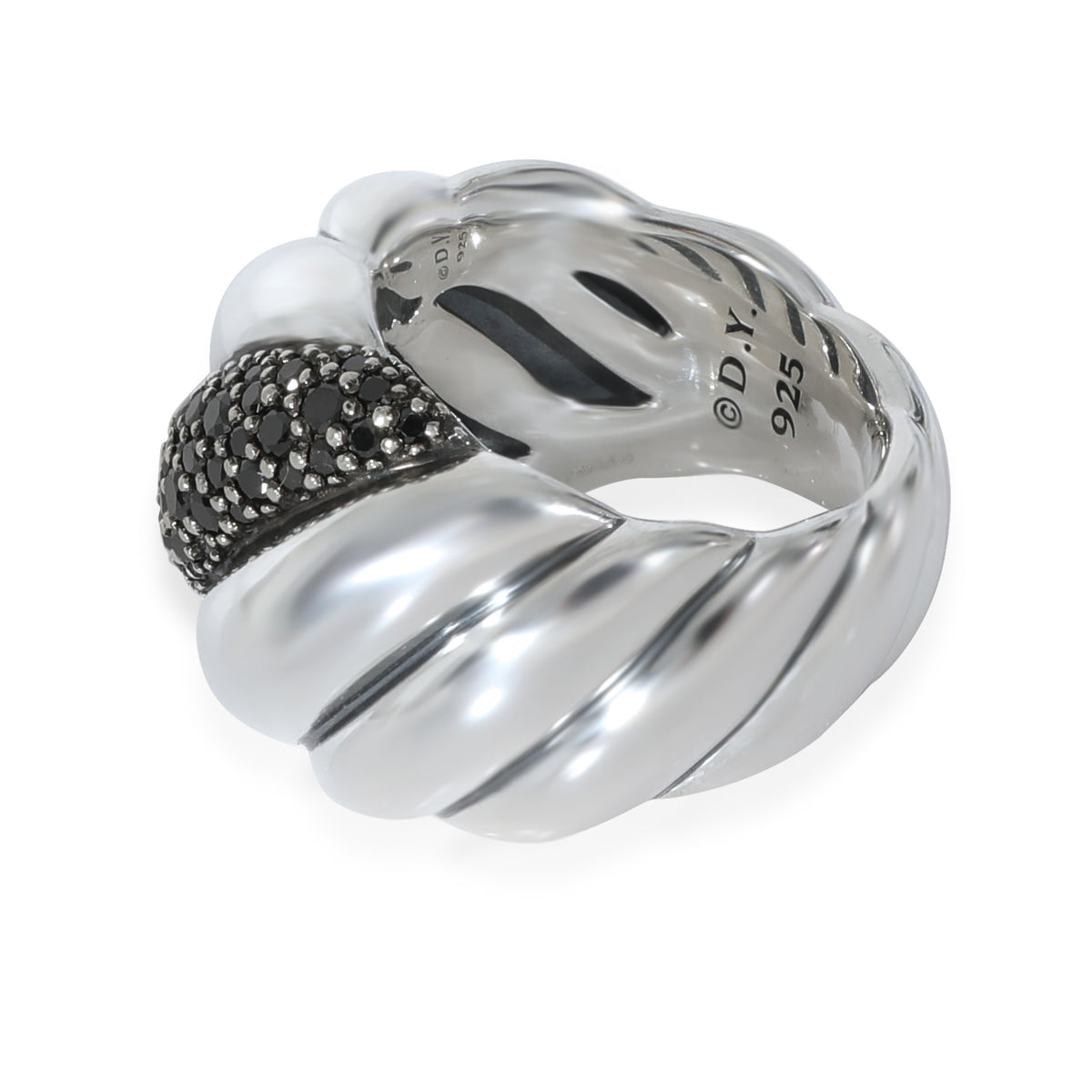 Hampton Cable Ring With Black Diamonds in Sterling Silver 0.84 CTW