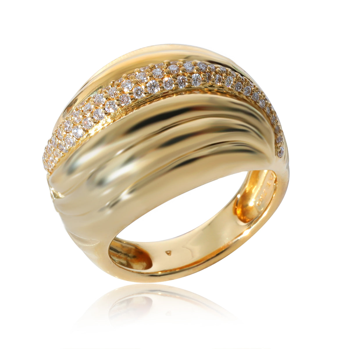 Sculpted Cable Dome Ring in 18k Yellow Gold 0.49 CTW