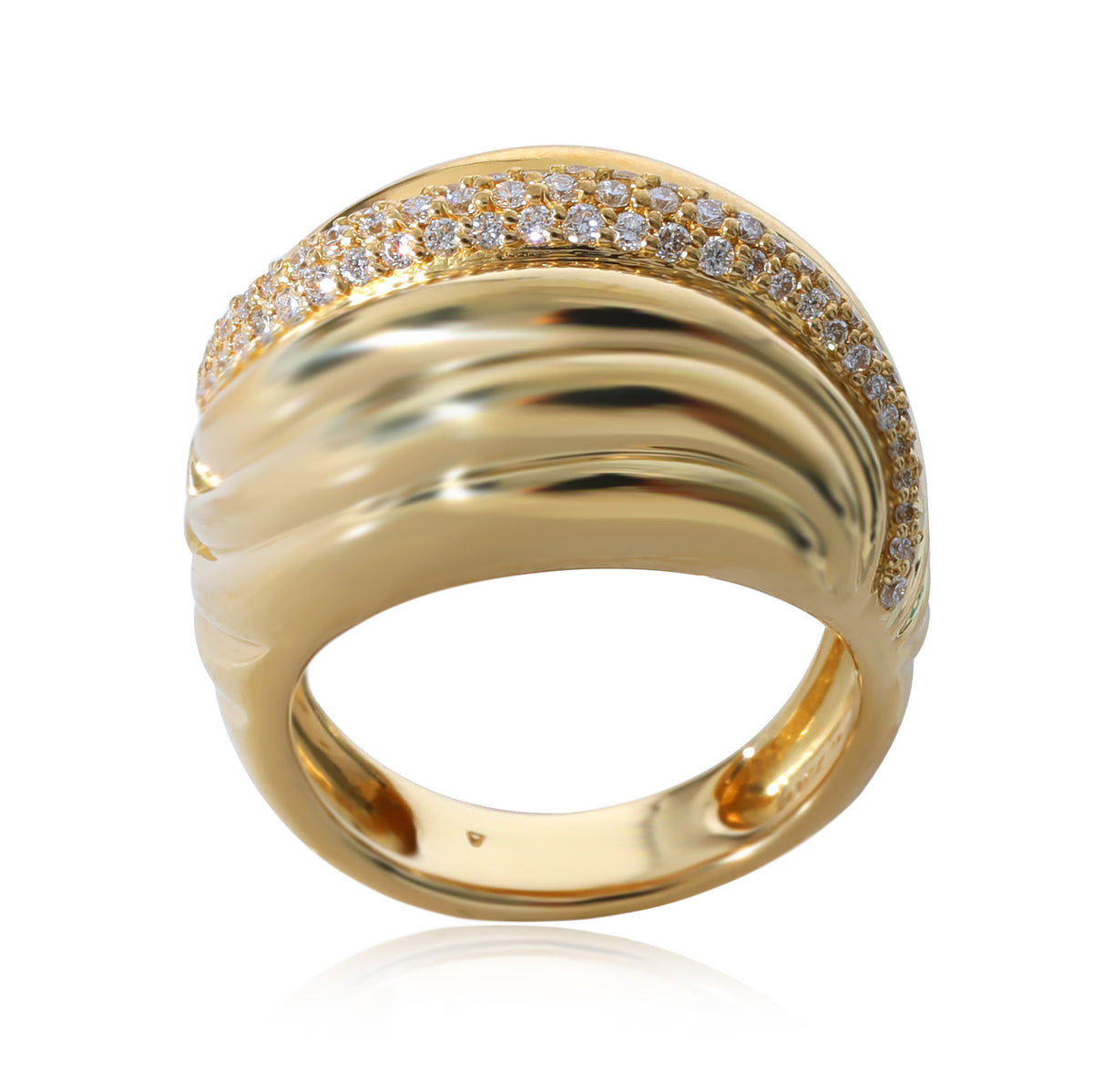 Sculpted Cable Dome Ring in 18k Yellow Gold 0.49 CTW