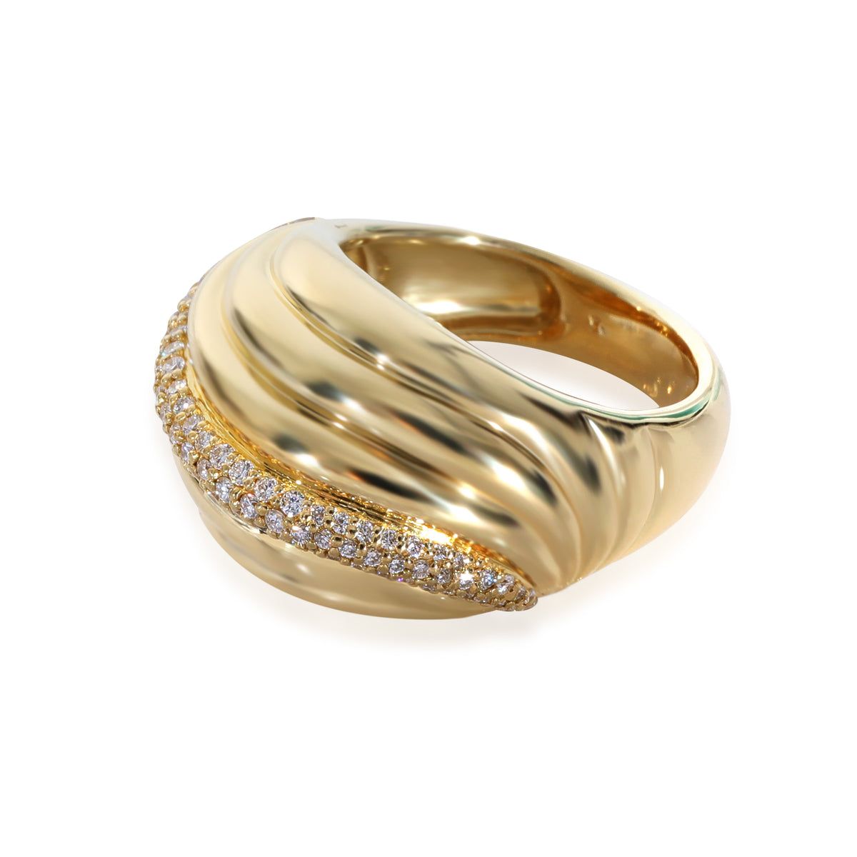 Sculpted Cable Dome Ring in 18k Yellow Gold 0.49 CTW