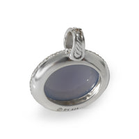 Oval Chalcedony Diamond Enhancer Pendant in  Sterling Silver 0.68CT