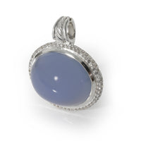 Oval Chalcedony Diamond Enhancer Pendant in  Sterling Silver 0.68CT