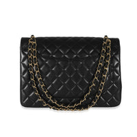 Black Lambskin Classic Maxi Double Flap Bag