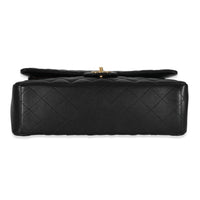 Black Lambskin Classic Maxi Double Flap Bag