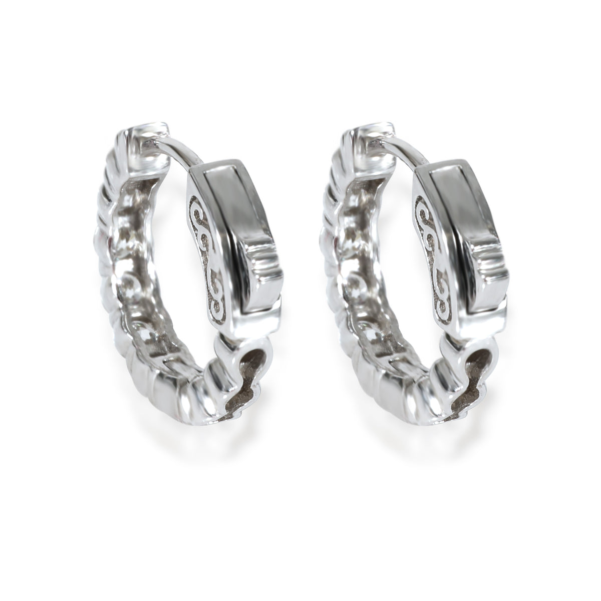 Mini Diamond Hoop Earring in 14K White Gold 1 CTW