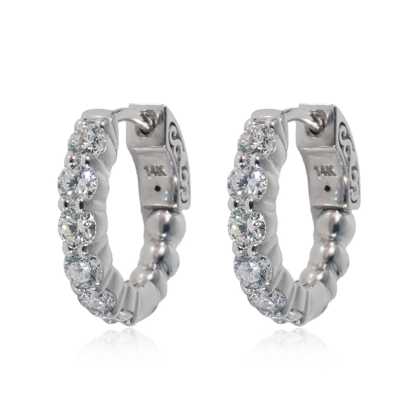 Mini Diamond Hoop Earring in 14K White Gold 1 CTW