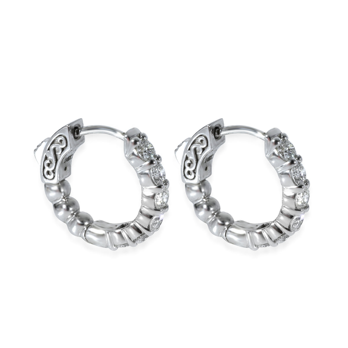 Mini Diamond Hoop Earring in 14K White Gold 1 CTW