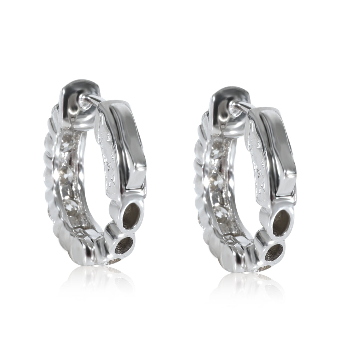 Diamond Mini Hoop Earrings in 14K White Gold 1.50 CTW