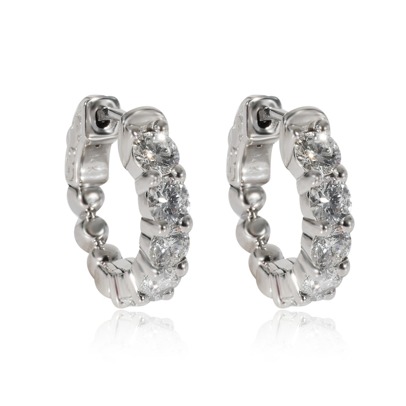 Diamond Mini Hoop Earrings in 14K White Gold 1.50 CTW