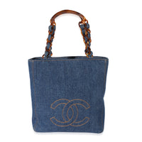 Vintage Navy Denim Tortoiseshell CC Tote