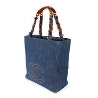 Vintage Navy Denim Tortoiseshell CC Tote