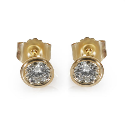 Bezel Diamond Stud Earring in 14K Yellow Gold 1/3 Ctw