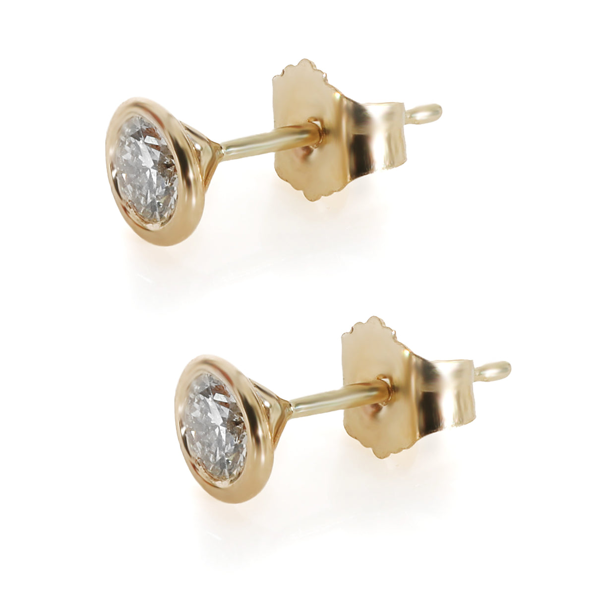 Bezel Diamond Stud Earring in 14K Yellow Gold 1/3 Ctw