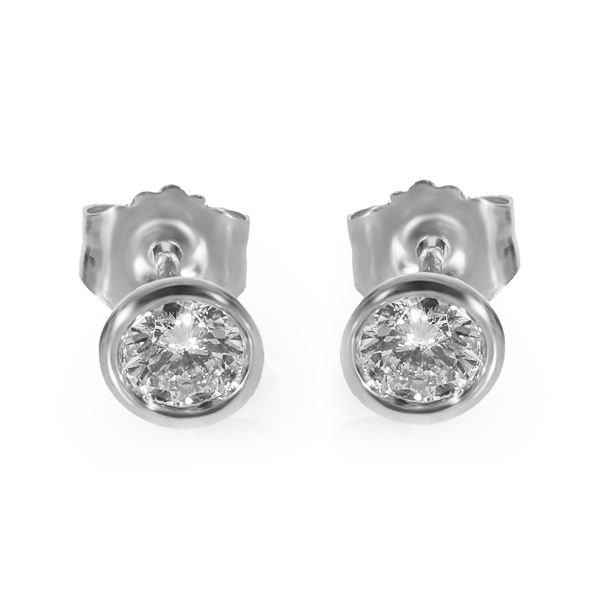 Bezel Set Diamond Stud Earrings in 14K White Gold 1/3 Ctw