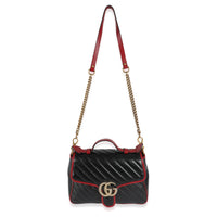 Black Quilted Leather GG Marmont Small Torchon Top Handle