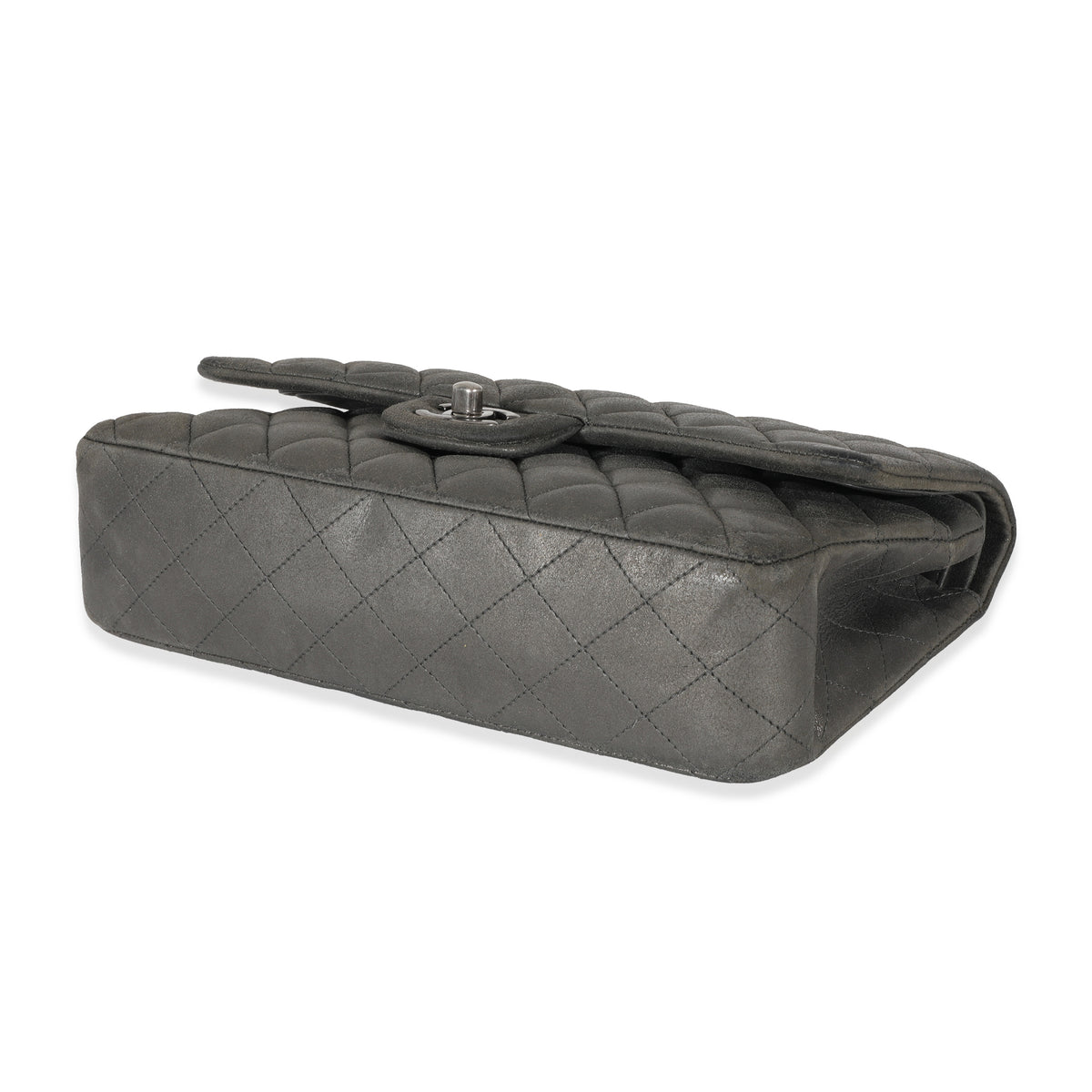 Grey Metallic Nubuck Medium Classic Double Flap