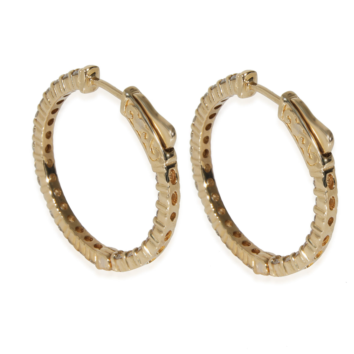 Diamond In and Out Hoop Earrings in 14K Yellow Gold (1.50 CTW)