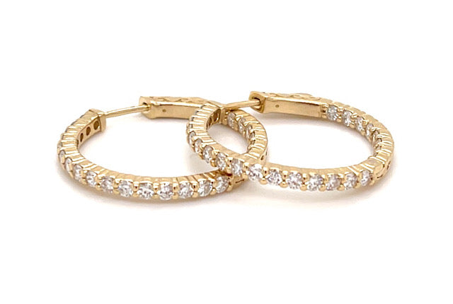 Diamond In and Out Hoop Earrings in 14K Yellow Gold (1.50 CTW)