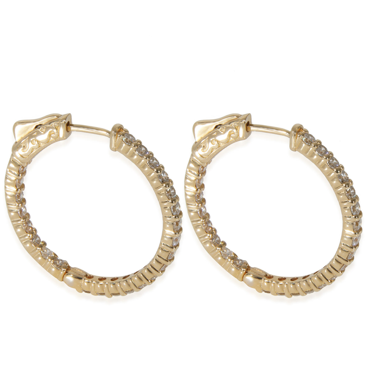 Diamond In and Out Hoop Earrings in 14K Yellow Gold (1.50 CTW)