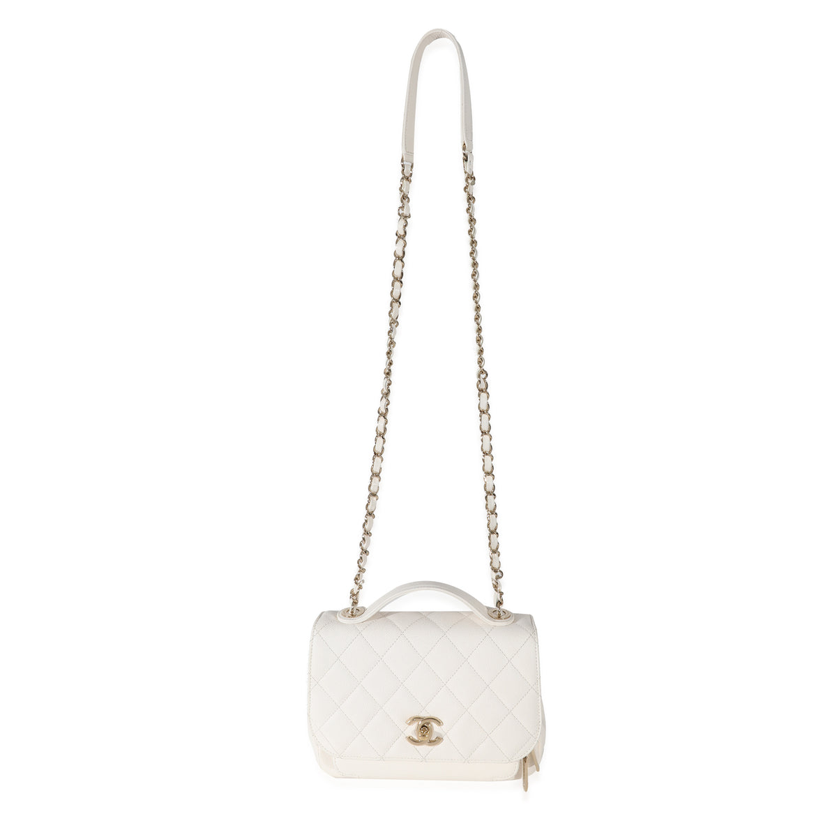 Chanel White Caviar Medium Business Affinity Flap Bag