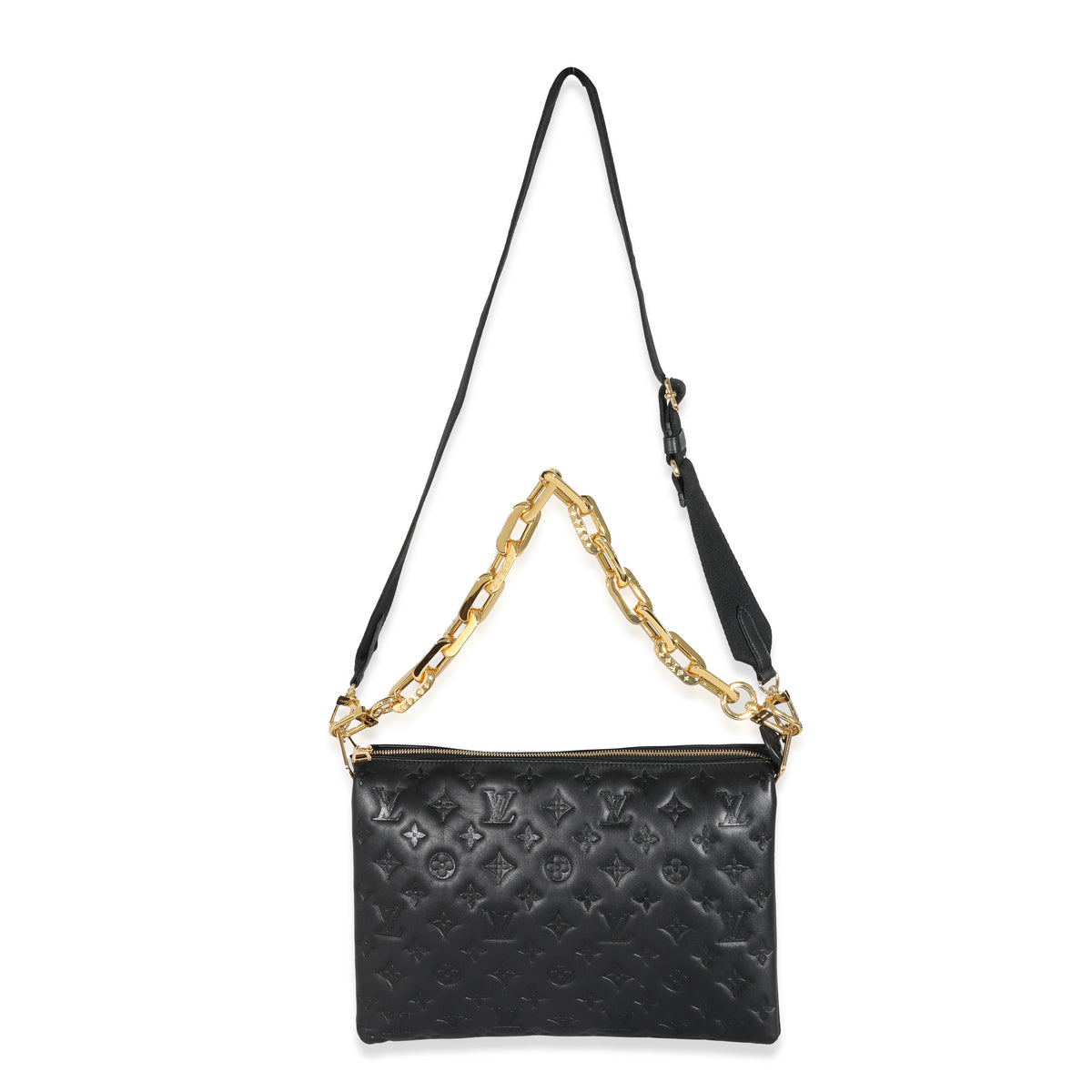 Black Monogram Puffy Lambskin Coussin MM
