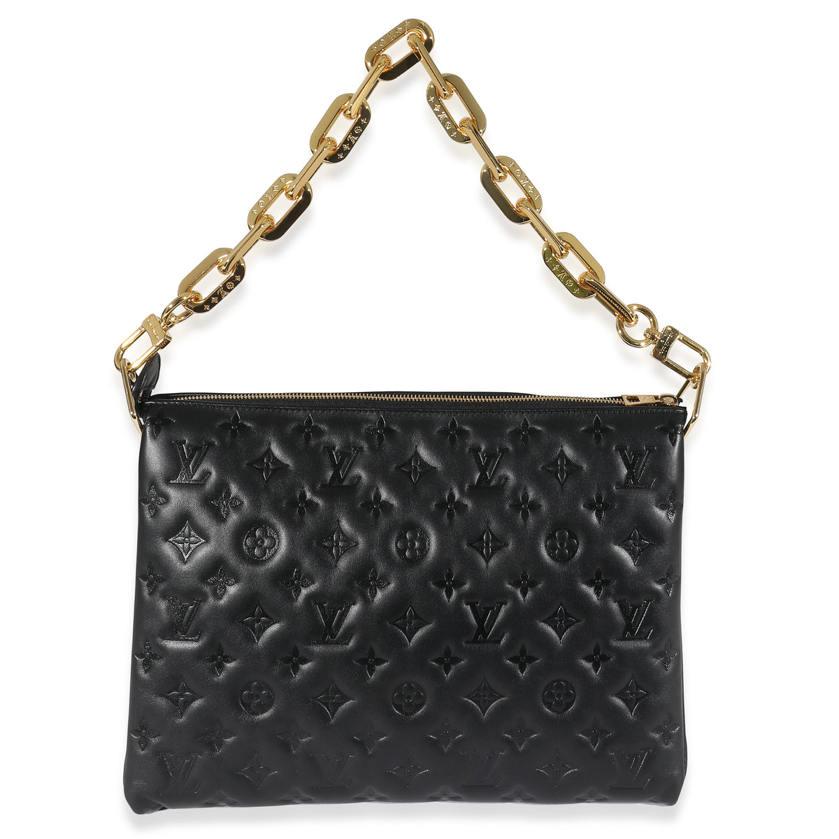 Black Monogram Puffy Lambskin Coussin MM