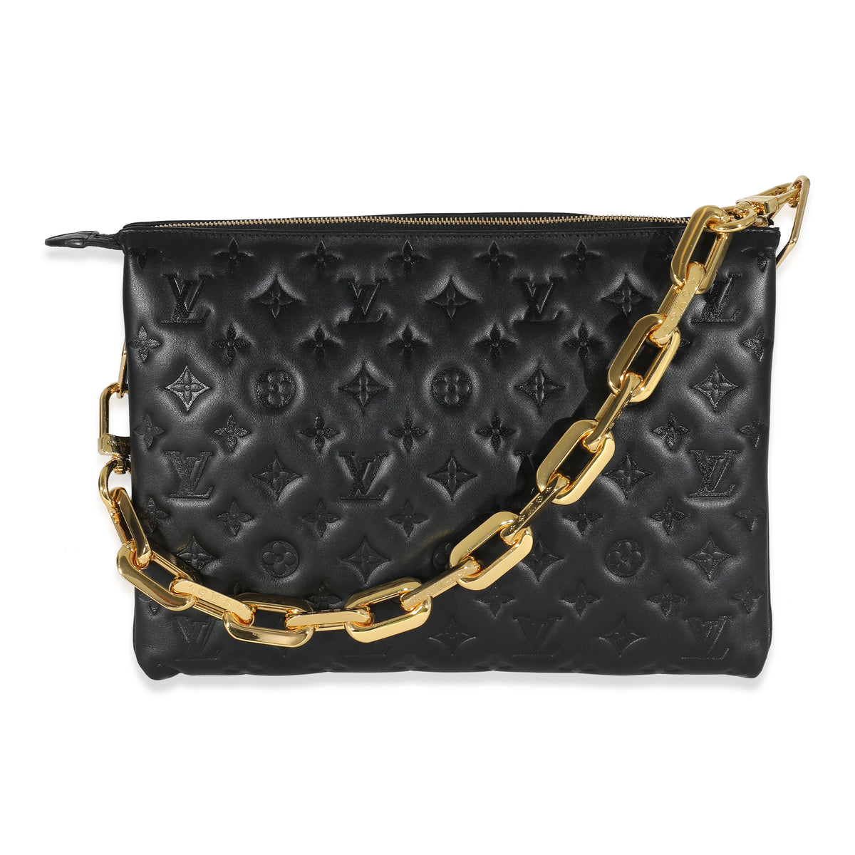 Black Monogram Puffy Lambskin Coussin MM