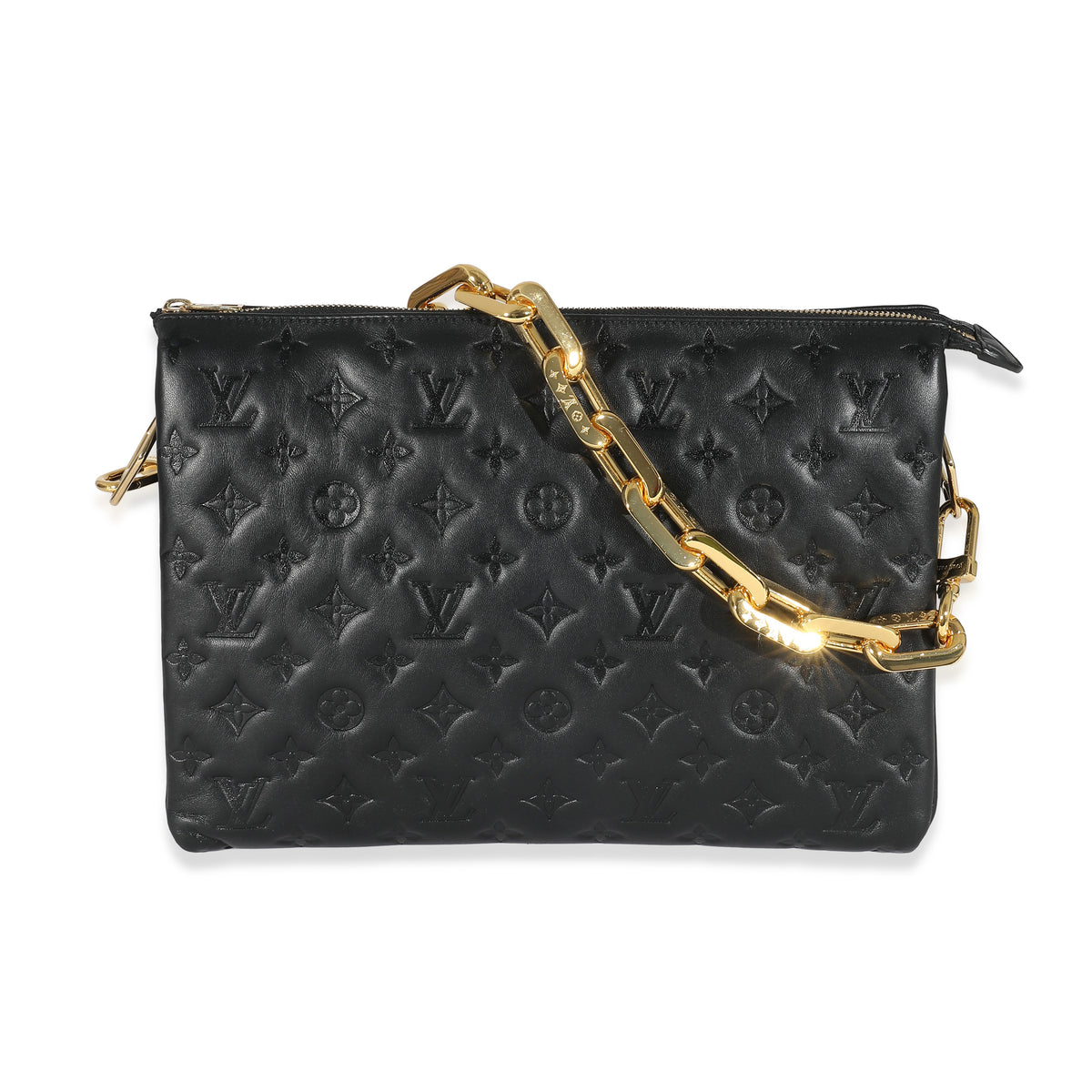 Black Monogram Puffy Lambskin Coussin MM