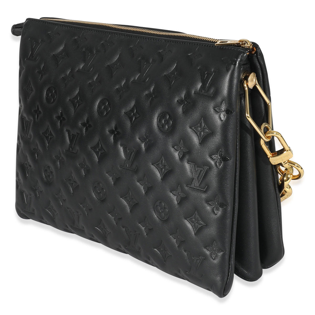 Black Monogram Puffy Lambskin Coussin MM