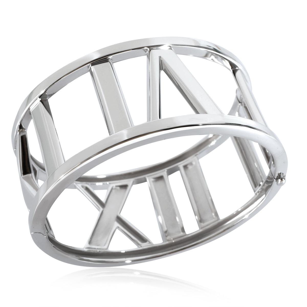 Wide Atlas Open Bangle in 18k White Gold