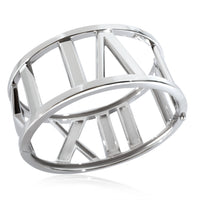 Wide Atlas Open Bangle in 18k White Gold