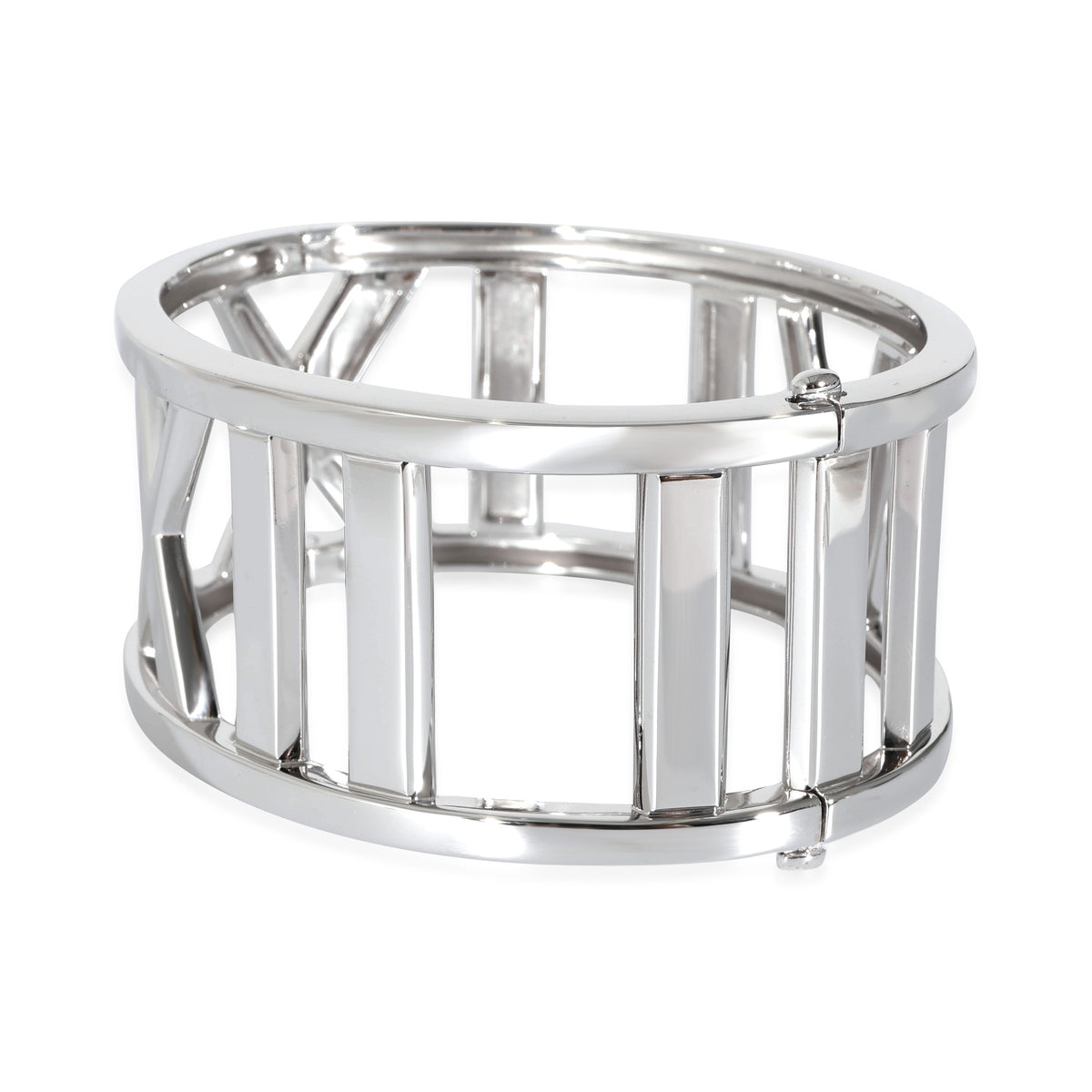 Wide Atlas Open Bangle in 18k White Gold