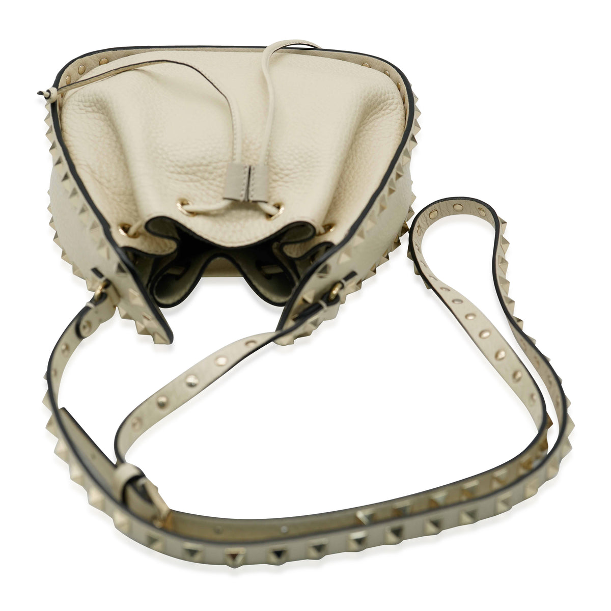 Valentino White Leather Rockstud Bucket Bag Handbag ad1