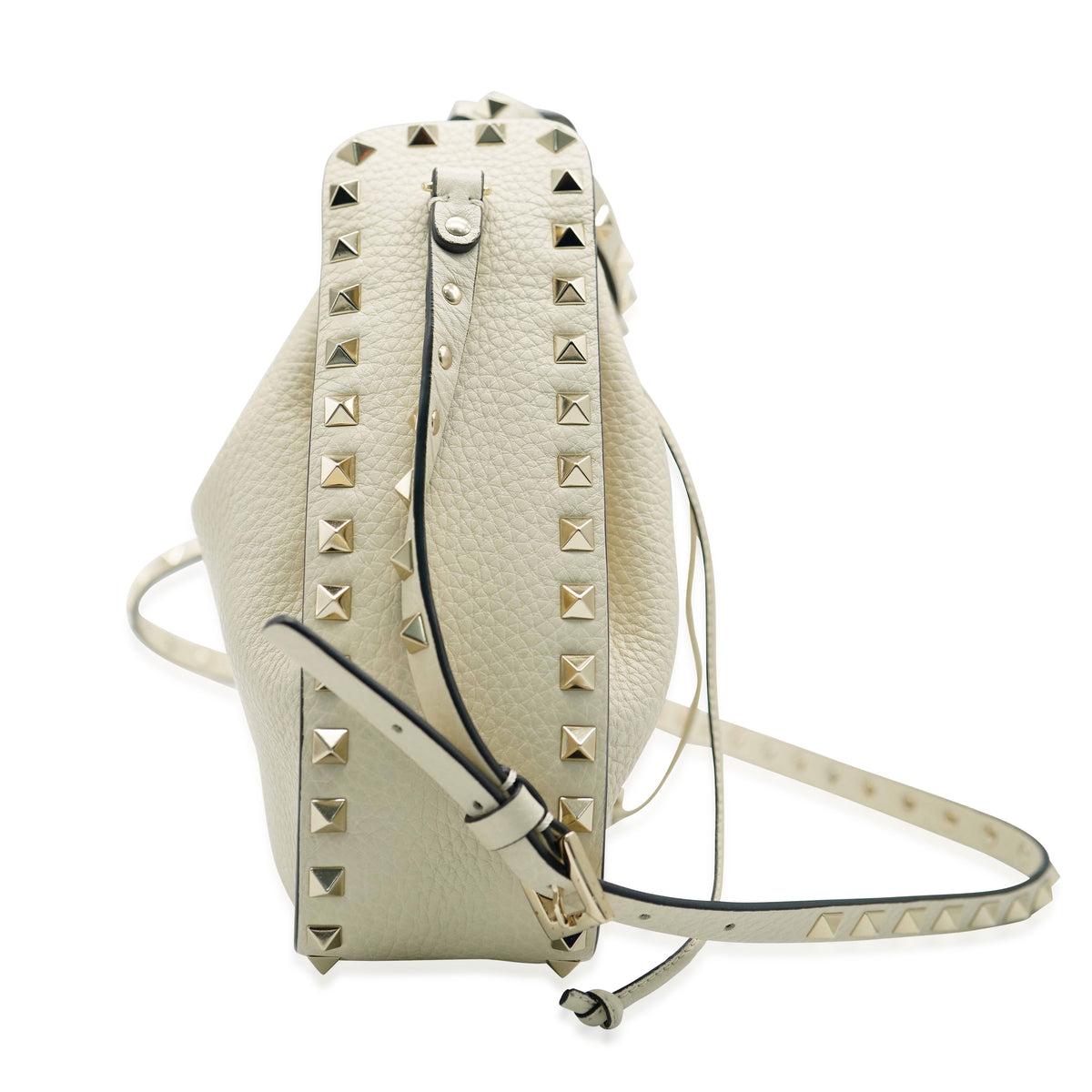 Valentino White Leather Rockstud Bucket Bag Handbag av