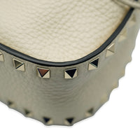 Valentino White Leather Rockstud Bucket Bag Handbag clasp