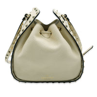 Valentino White Leather Rockstud Bucket Bag Handbag pv