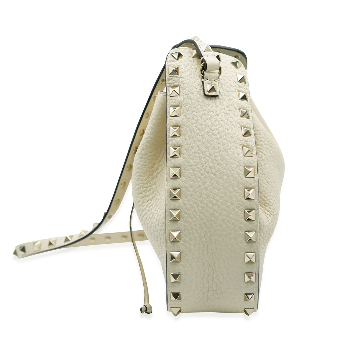 Valentino White Leather Rockstud Bucket Bag Handbag stamp