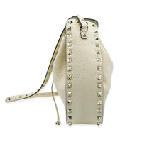 Valentino White Leather Rockstud Bucket Bag Handbag stamp